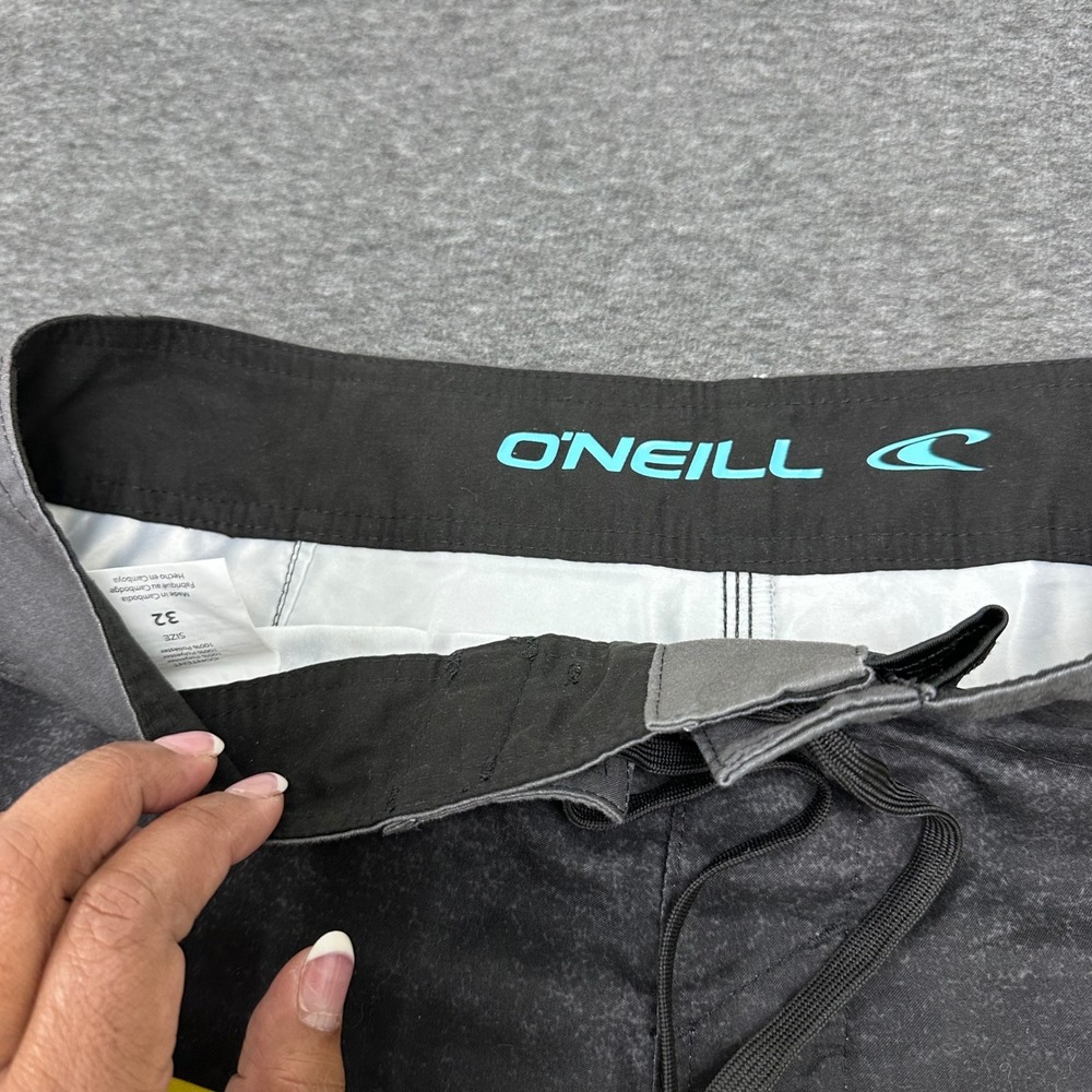 O'Neill Hybrid Swim Black Blue Trunks Striped Board‎ Shorts Beach Surf Size 32 - Picture 8 of 12